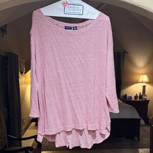Magenta and White Striped Linen Top by Adrienne Vittadini